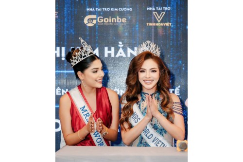 Đương kim Mrs World 2022 sang Việt Nam trao sash cho Vương Kim Hằng tham dự Mrs World 2023 tại Mỹ