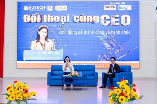 Doanh nhân Lê Hồng Thuỷ Tiên tham gia chương trình Đối thoại cùng CEO tại HUTECH 