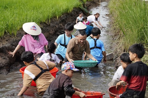 Khoảnh khắc ra đồng bắt cá của gia đình Lâm Vỹ Dạ - Hứa Minh Đạt gây sốt